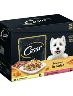 Cesar Selektion Gelee mit Huhn und Karotten, mit Rind und Gemüse 1,2kg