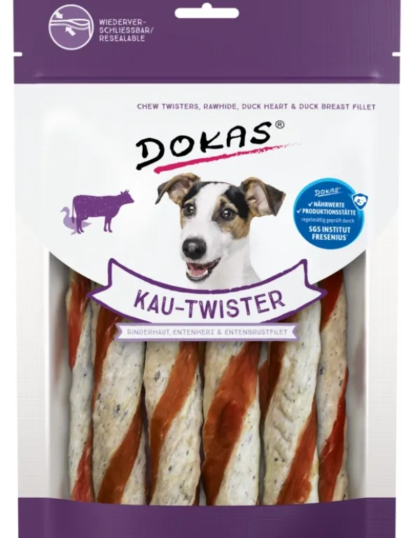 DOKAS Kau-Twister Rinderhaut, Entenherz & Entenbrustfilet 200g