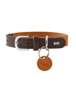 HUNTER Hundehalsband Lemvig dunkelbraun, orange 65 cm
