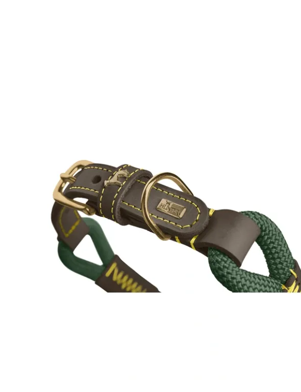 HUNTER Hundehalsband Malia dunkelbraun, dunkelgrün 45 cm