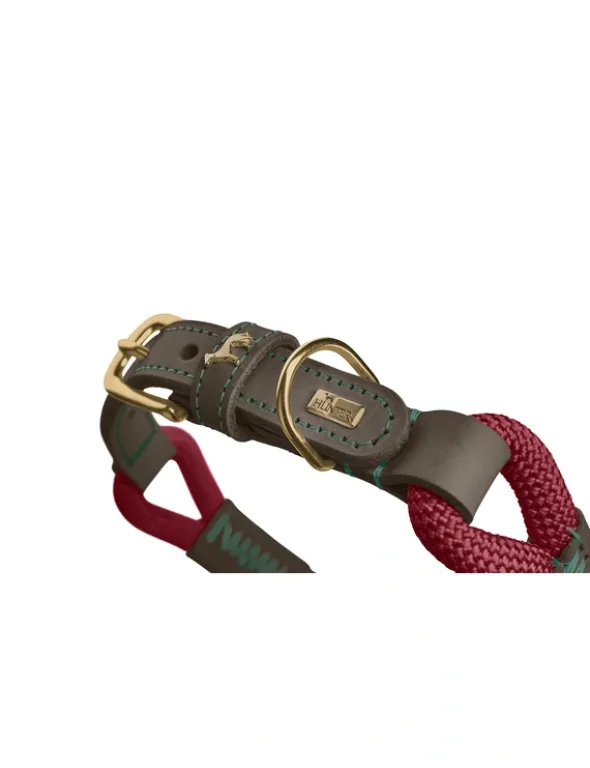 HUNTER Hundehalsband Malia dunkelbraun, weinrot 45 cm