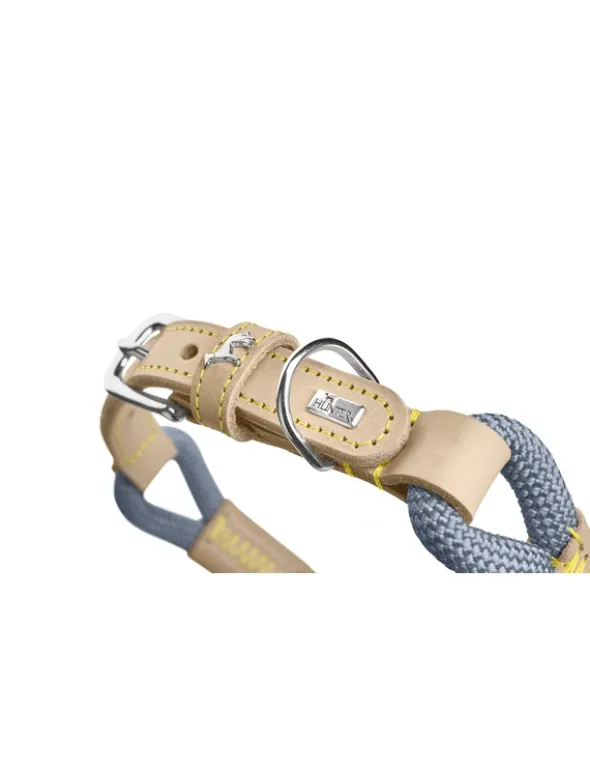 HUNTER Hundehalsband Malia natur, taubenblau 45 cm