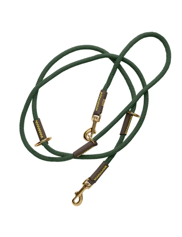 HUNTER verstellbare Führleine Malia dunkelbraun, dunkelgrün 2 m/8 mm