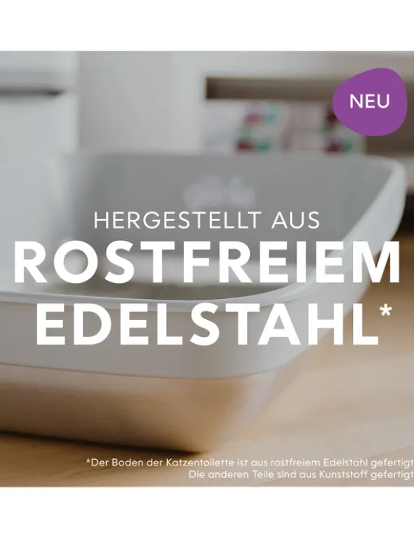Litter Genie Edelstahl Katzentoilette grau