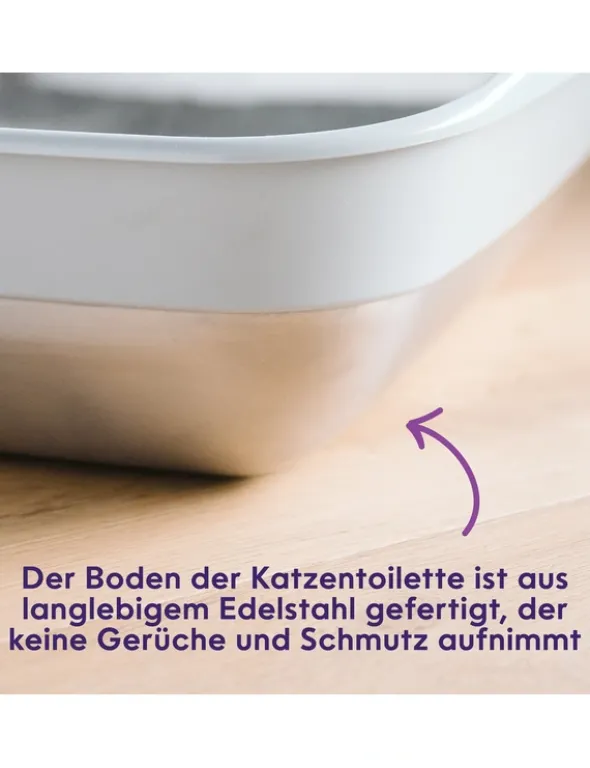 Litter Genie Edelstahl Katzentoilette grau
