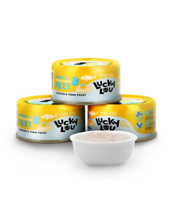 Lucky Lou Extrafood in Broth Hühner & Thunfischfilet 70g