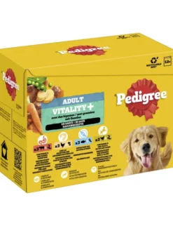 Pedigree Adult Vitality+ mit Rind- und Lebermischung und Karotten und Erbsen, mit Huhn und Kartoffeln, mit Fisch und Karotten, mit Geflügel und Karotten und Erbsen 1kg