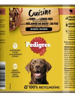 Pedigree Cuisine in Sauce mit Rind- und Lebermischung, Nudeln und Karotten 800g