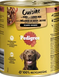 Pedigree Cuisine in Sauce mit Rind- und Lebermischung, Nudeln und Karotten 800g