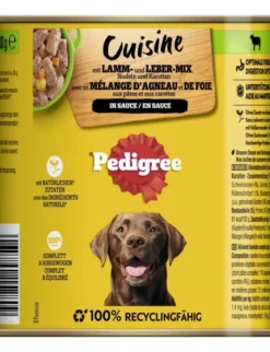 Pedigree Cuisine in Sauce mit Lamm- und Lebermischung, Nudeln und Karotten 800g