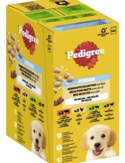 Pedigree Junior in Gelee mit Rind- und Lebermischung und Reis, mit Huhn und Reis, mit Lamm- und Lebermischung und Reis, mit Geflügel und Reis 1,2kg