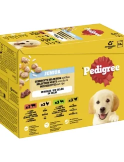 Pedigree Junior in Gelee mit Rind- und Lebermischung und Reis, mit Huhn und Reis, mit Lamm- und Lebermischung und Reis, mit Geflügel und Reis 1,2kg