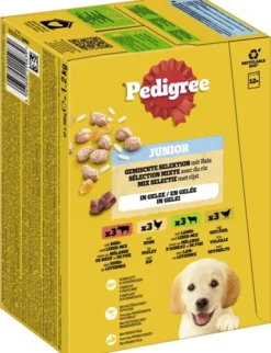 Pedigree Junior in Gelee mit Rind- und Lebermischung und Reis, mit Huhn und Reis, mit Lamm- und Lebermischung und Reis, mit Geflügel und Reis 1,2kg