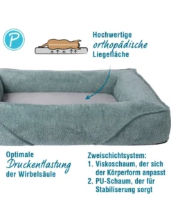 Petlando Hundebett Korfu Ortho petrol 80 x 60 cm