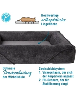 Petlando Hundebett Korfu Ortho anthrazit 100 x 70 cm