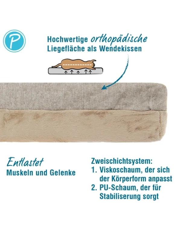 Petlando Hundebett Lima Ortho braun 80 x 55 cm