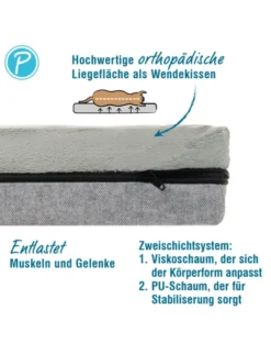 Petlando Hundebett Lima Ortho grau 80 x 55 cm