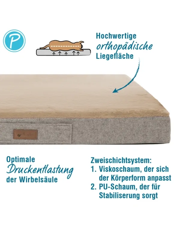 Petlando Hundematte Merano Ortho braun 72 x 50 cm