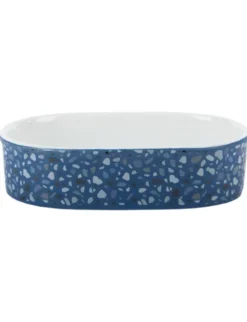 Petlando Keramik-Katzennapf Terrazzo blau