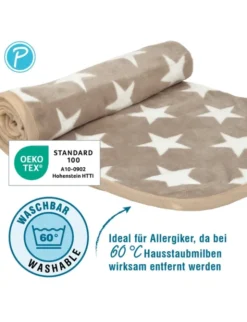Petlando Kuscheldecke Stars beige 100 x 70 cm