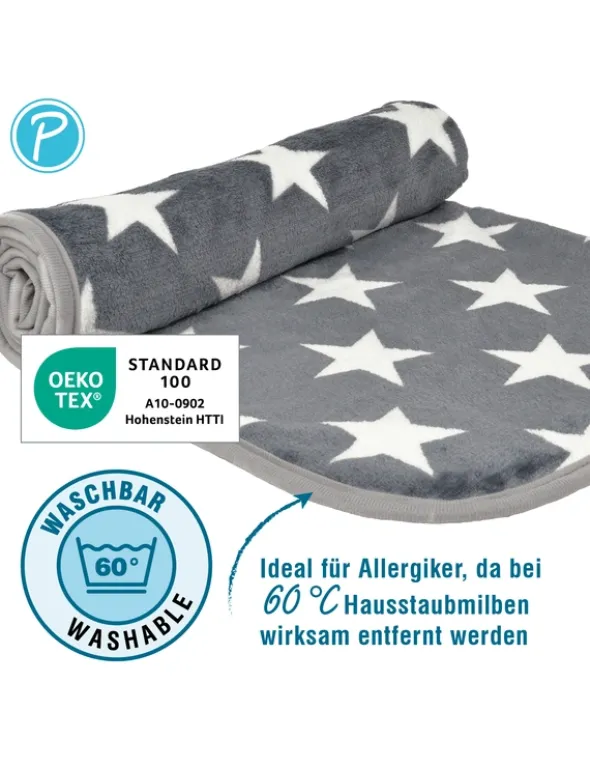Petlando Kuscheldecke Stars grau 100 x 70 cm