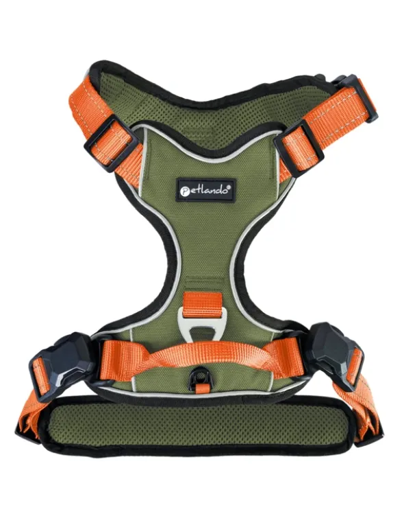 Petlando Magnetech Geschirr orange, olivgrün XS
