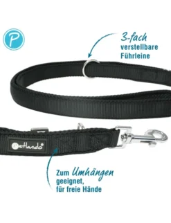Petlando Mesh verstellbare Führleine schwarz 2,3 m/ 15 mm