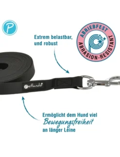 Petlando Trekking Schleppleine 10mm schwarz 5 m