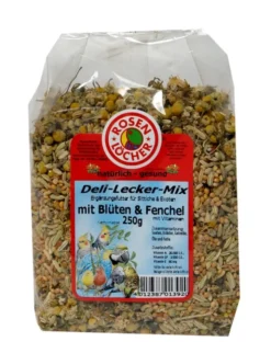 Rosenlöcher DeliLeckerMix für Sittiche & Exoten mit Blüten & Fenchel 250g