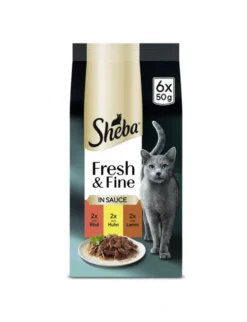 Sheba Fresh & Fine in Sauce Multipack mit Rind, mit Huhn, mit Lamm 300g