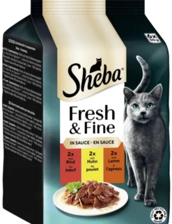Sheba Fresh & Fine in Sauce Multipack mit Rind, mit Huhn, mit Lamm 300g