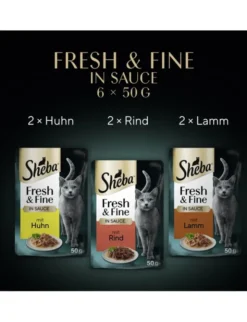 Sheba Fresh & Fine in Sauce Multipack mit Rind, mit Huhn, mit Lamm 300g