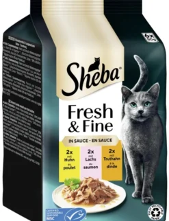 Sheba Fresh & Fine in Sauce Multipack mit Huhn, mit Lachs, mit Truthahn 300g