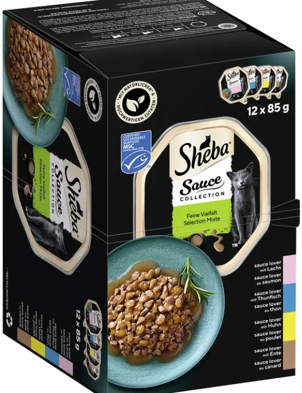 Sheba Sauce Collection Feine Vielfalt mit Lachs, mit Thunfisch, mit Huhn, mit Ente 1kg