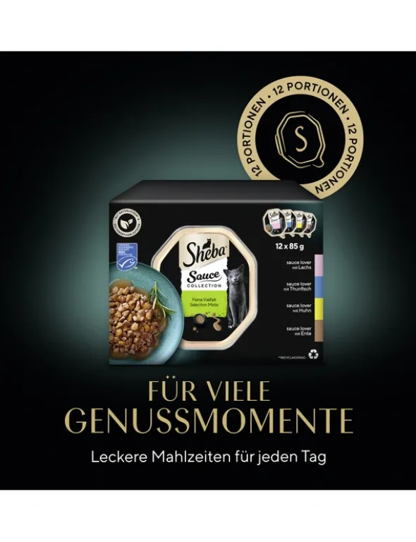 Sheba Sauce Collection Feine Vielfalt mit Lachs, mit Thunfisch, mit Huhn, mit Ente 1kg