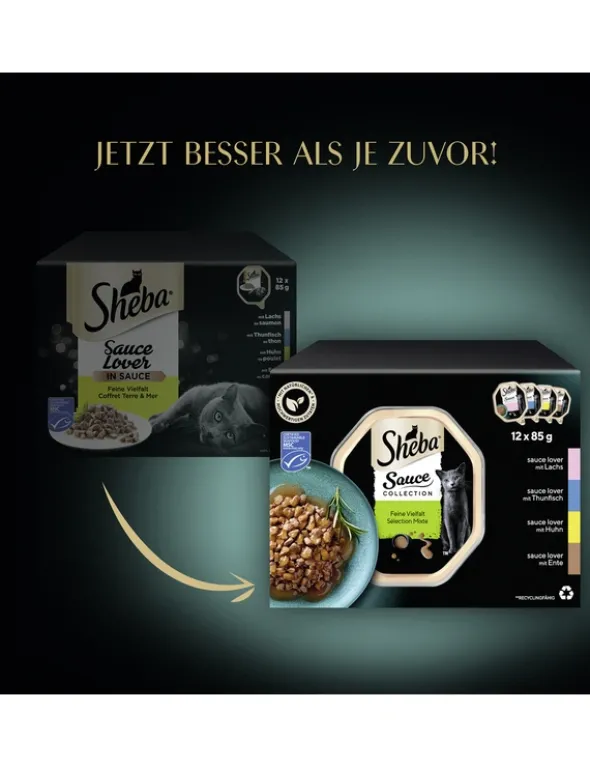 Sheba Sauce Collection Feine Vielfalt mit Lachs, mit Thunfisch, mit Huhn, mit Ente 1kg