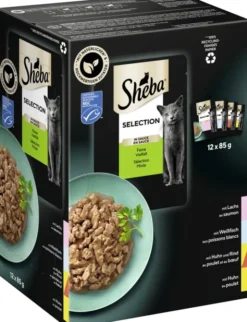 Sheba Selection in Sauce Feine Vielfalt Multipack mit Lachs, mit Weissfisch, mit Huhn und Rind, mit Huhn 1kg