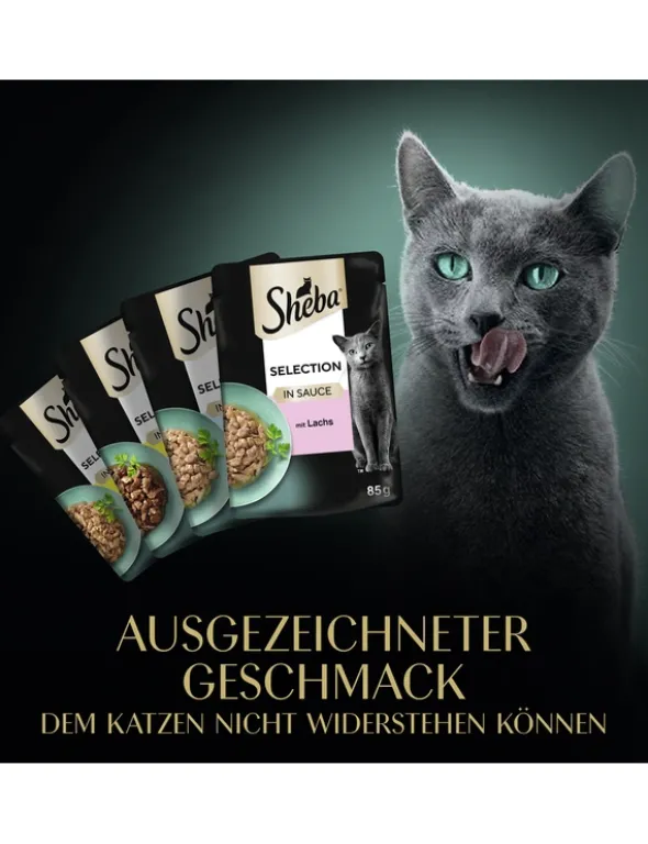 Sheba Selection in Sauce Feine Vielfalt Multipack mit Lachs, mit Weissfisch, mit Huhn und Rind, mit Huhn 1kg