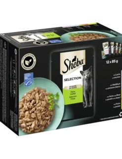 Sheba Selection in Sauce Feine Vielfalt Multipack mit Lachs, mit Weissfisch, mit Huhn und Rind, mit Huhn 1kg