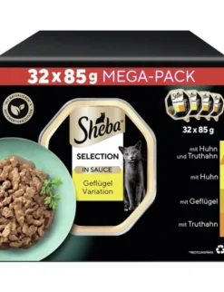 Sheba Selection in Sauce Geflügel Variation Multipack mit Huhn und Truthahn, mit Huhn, mit Geflügel, mit Truthahn 2,7kg