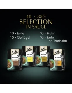 Sheba Selection in Sauce Geflügel Variation Multipack mit Ente, mit Huhn, mit Geflügel, mit Ente und Truthahn 3,4kg