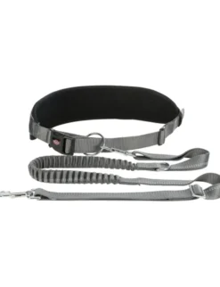 TRIXIE Bauchgurt mit Leine graphit, schwarz M-L