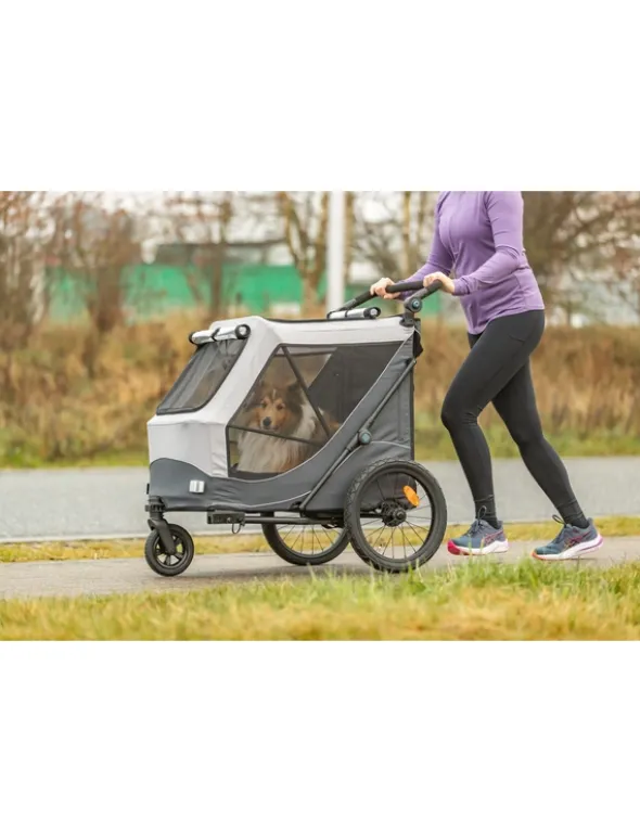 TRIXIE Fahrrad-Anhänger schnell zusammenklappbar grau S