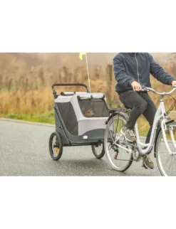TRIXIE Fahrrad-Anhänger schnell zusammenklappbar grau S