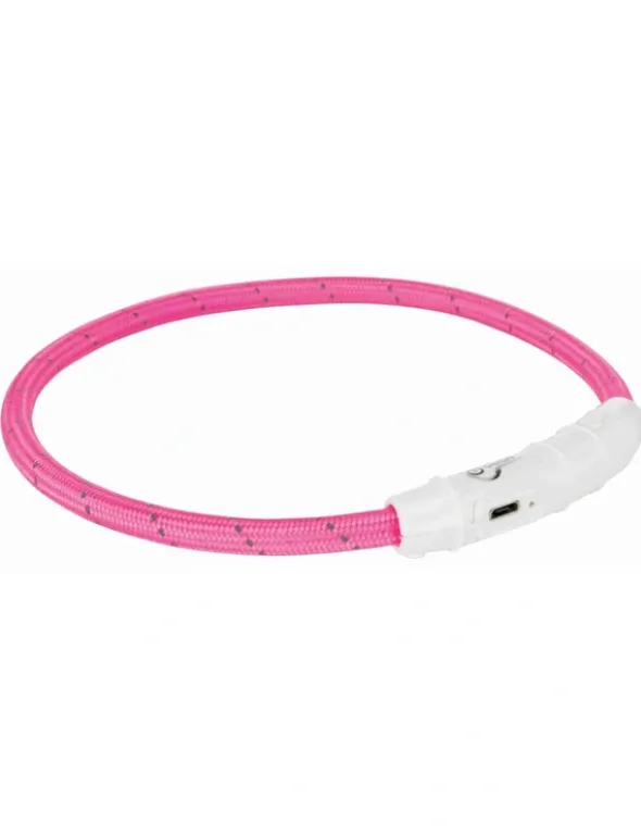 TRIXIE Flash Leuchtring USB TPU/Nylon pink 35 cm