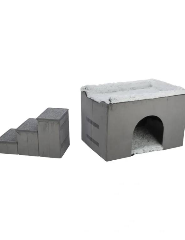 TRIXIE Höhle Harvey mit Treppe grau, schwarz, weiß