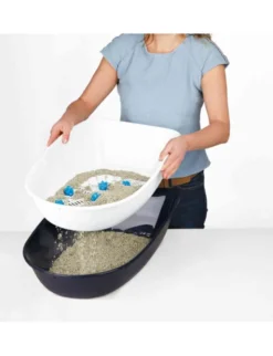 TRIXIE Katzentoilette Berto mit Rand granit, grau, pastellblau