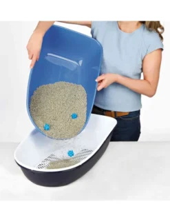TRIXIE Katzentoilette Berto mit Rand granit, grau, pastellblau