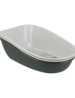 TRIXIE Katzentoilette Berto mit Rand granit, grau, pastellblau