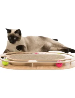 TRIXIE Kratzpappe mit Spielzeug Katzenminze